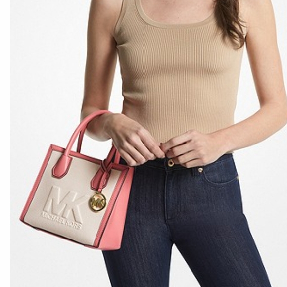 Michael Kors Mercer Medium Logo Embossed Cotton Canvas Crossbody Bag - Picture 3 of 4